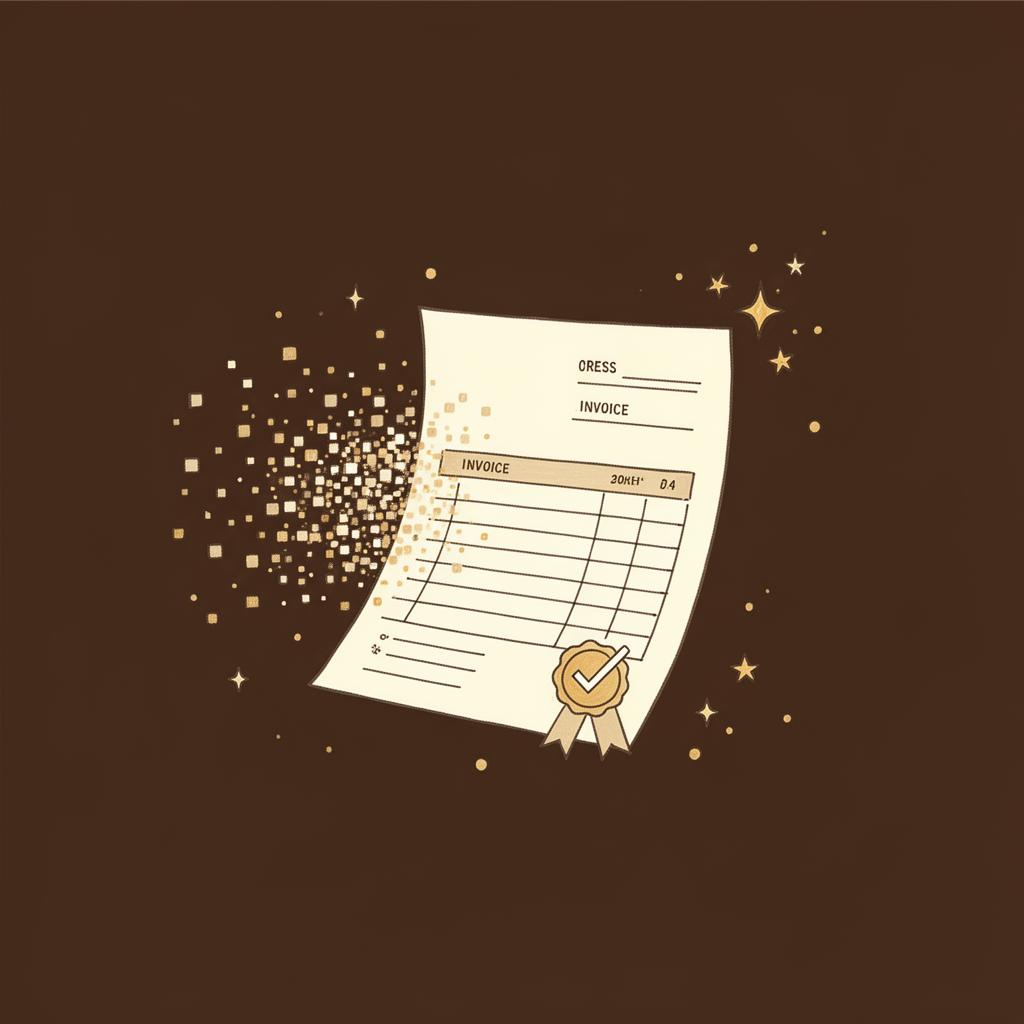 Illustration d'une facture se transformant en données numériques