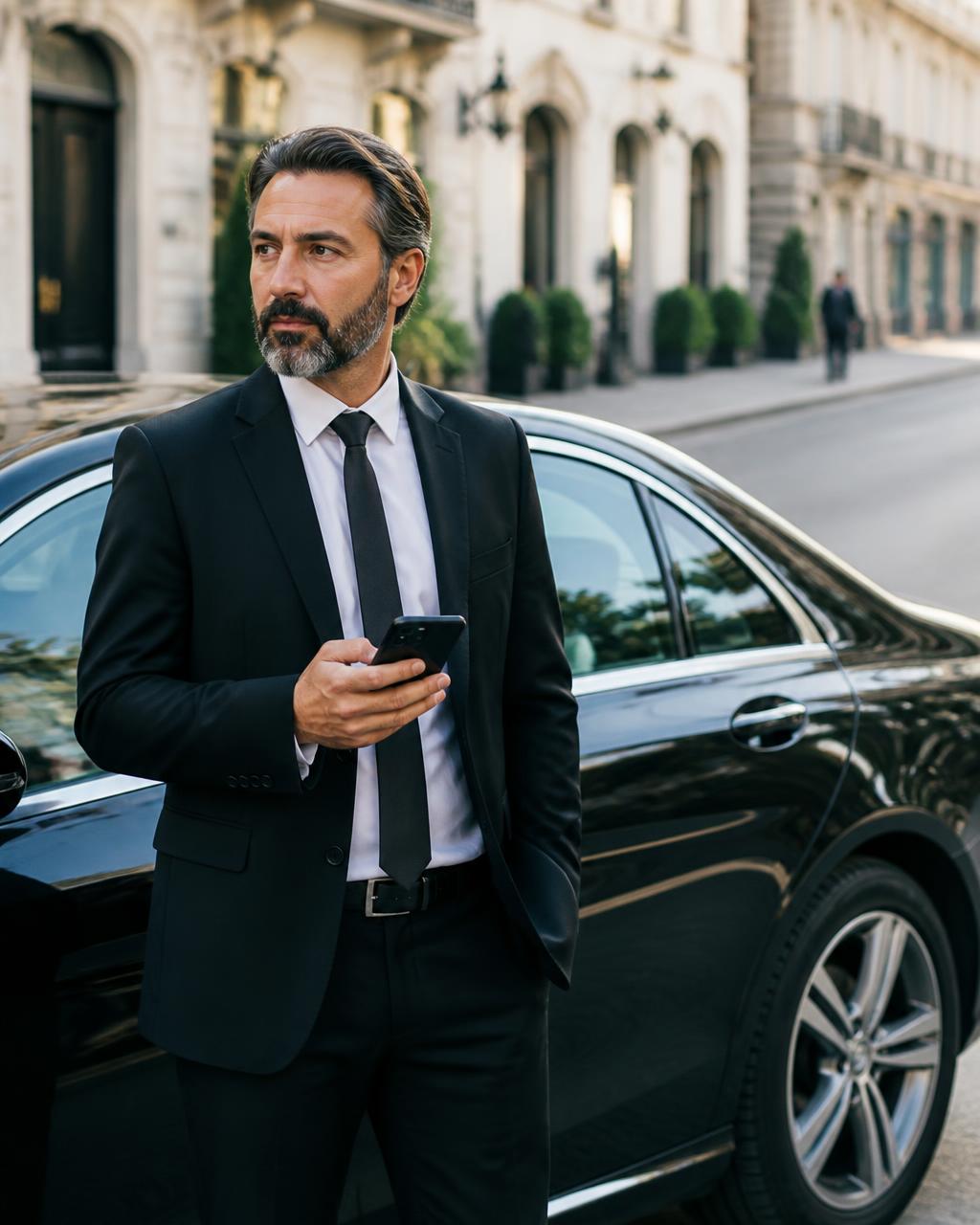 Chauffeur VTC au volant de son véhicule